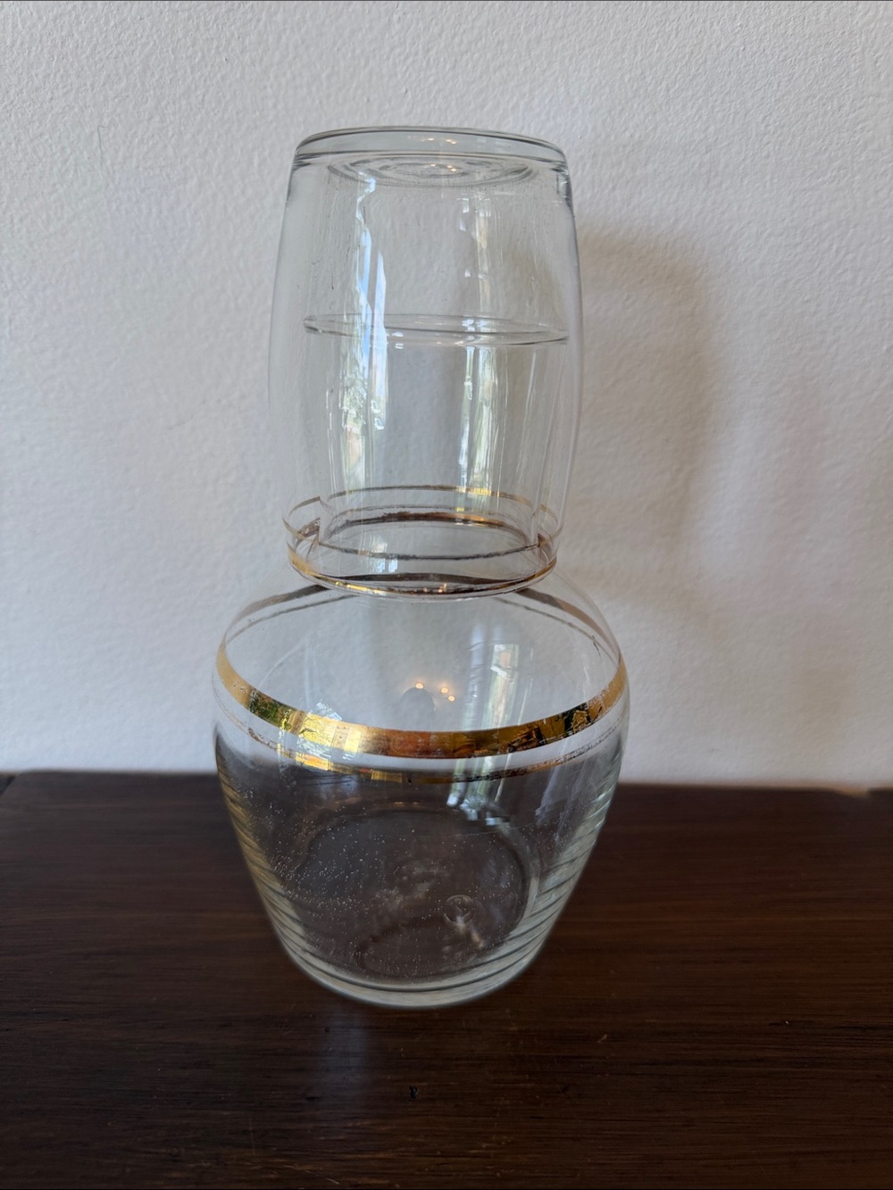 Vintage Libbey Bedside Water Carafe with Gold Trim